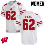 Women's Wisconsin Badgers NCAA #62 Patrick Kasl White Authentic Under Armour Stitched College Football Jersey WM31F80RN